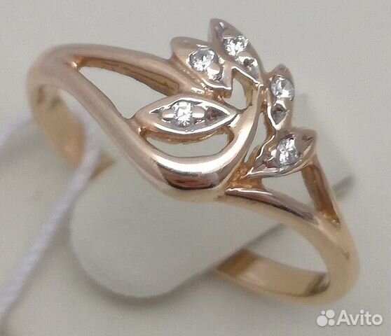 Кольцо / размер 17,5 / 2,14г / Золото585 / фианиты круглые