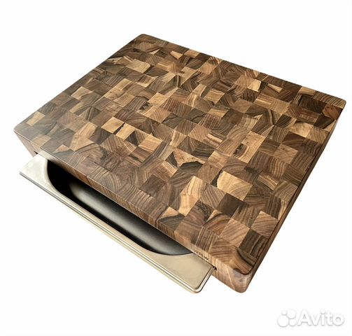 Торцевая разделочная доска с гастроемкостью орех