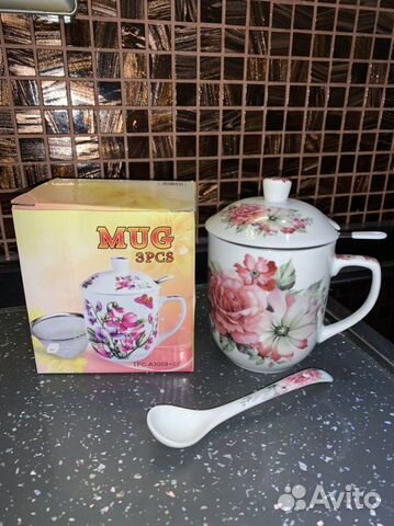 Кружка заварочная с ситом и ложкой