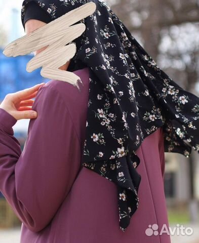 Новый креп шифоновый шарф,палантин в цветочный при