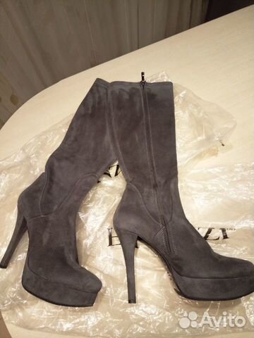 Сапоги rrenzi 40 р., серая замша, как новые