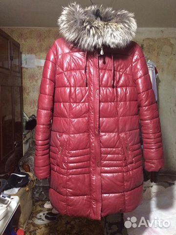 Продам пуховик кожаный зимний