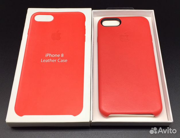 iPhone 8 Кожа Apple Leather Красный Чехол Коробка