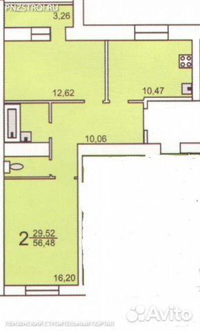 2-к квартира, 56 м², 10/10 эт.