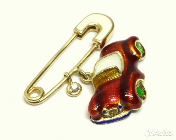 Золотая брошь Roberto Bravo с эмалью