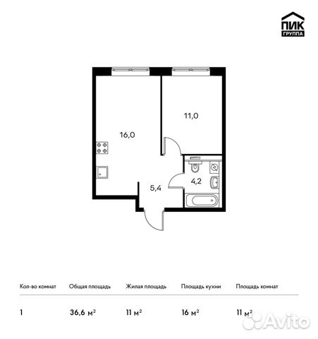 1-к квартира, 36.6 м², 25/25 эт. 1-к квартира, 36.6 м², 25/25 эт.