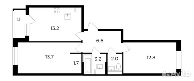 2-к квартира, 54.2 м², 10/22 эт.