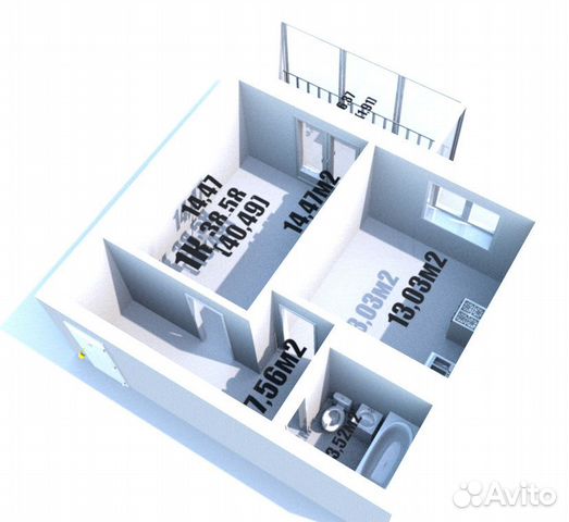 1-к квартира, 40.5 м², 3/16 эт.