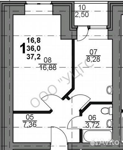 1-к квартира, 37.6 м², 2/9 эт.