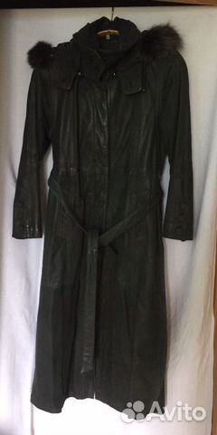 Пальто кожаное зимнее
