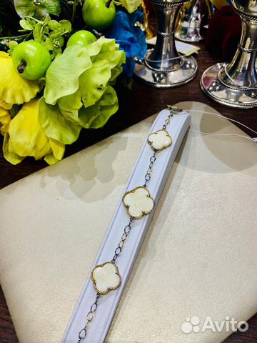 Браслет Van Cleef (Ван клив) в серебре с янтарем