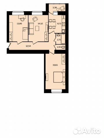 3-к квартира, 75 м², 2/10 эт.