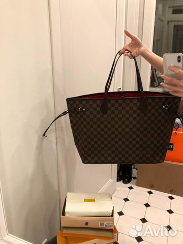 Сумка Louis Vuitton neverfull канва Damier Ebene