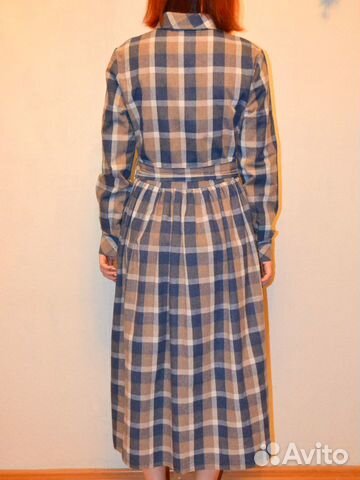 Платье-рубашка в клетку с поясом Платье-рубашка в клетку с поясом