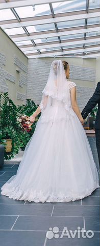 Свадебное платье + фата + диадема