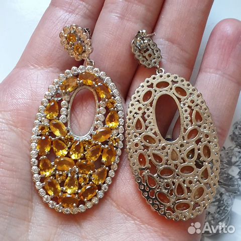 Серебряные серьги с цитринами