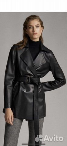 Massimo Dutti кожаный плащ