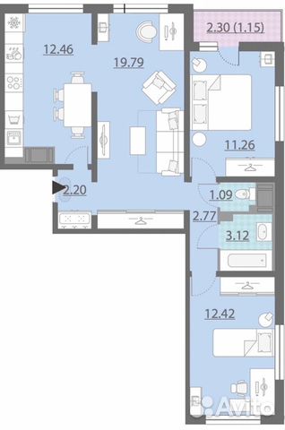 3-к квартира, 66.3 м², 11/13 эт.
