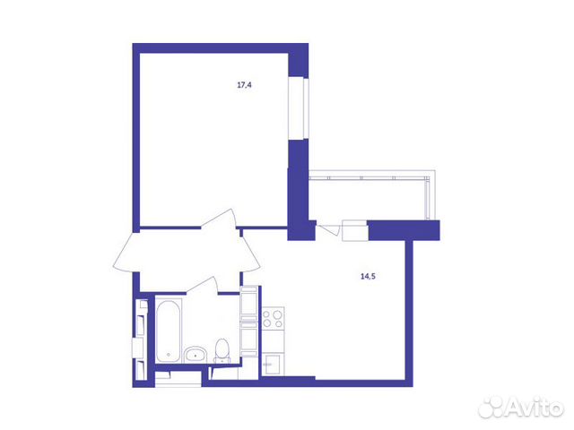 1-к квартира, 41.6 м², 20/25 эт. 1-к квартира, 41.6 м², 20/25 эт.