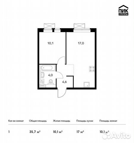 1-к квартира, 35.7 м², 15/23 эт. 1-к квартира, 35.7 м², 15/23 эт.
