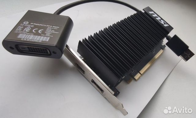 MSI GeForce GT 1030 2GB Silent + адаптер DP to DVI