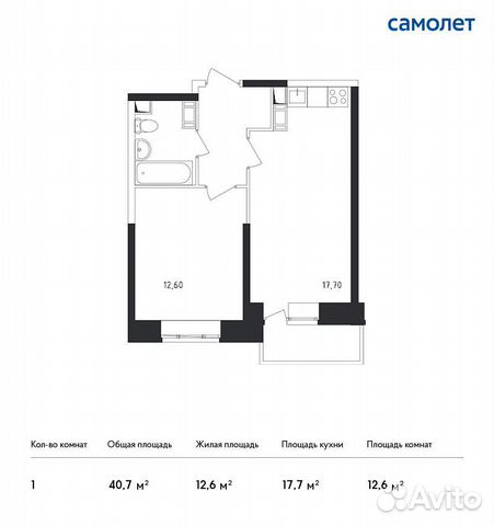 1-к квартира, 40.7 м², 11/17 эт.