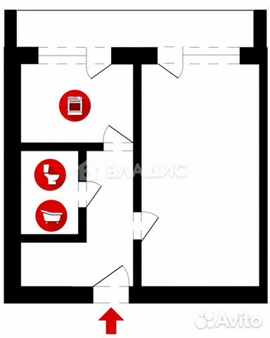1-к квартира, 32.8 м², 2/5 эт.