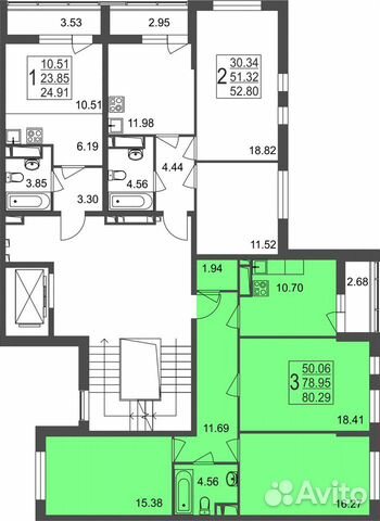 3-к квартира, 80.3 м², 4/8 эт.