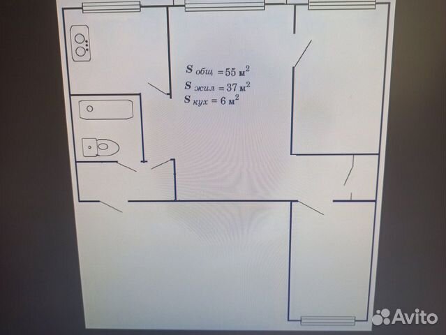 3-к квартира, 54 м², 1/5 эт.