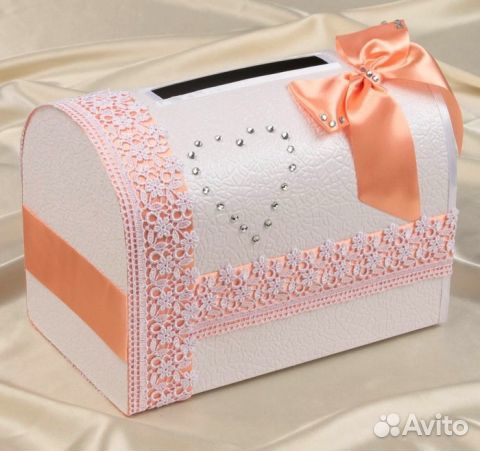 Персиковые свадебные сундучки, коробки для денег