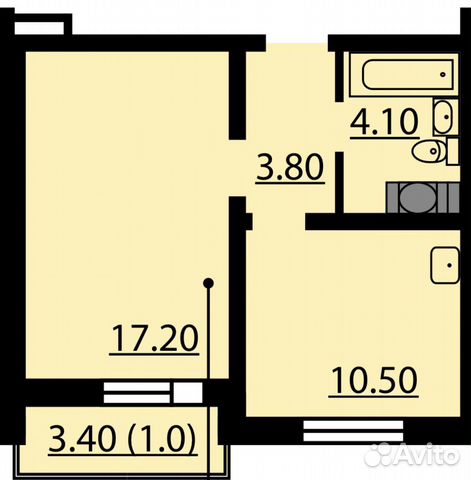 1-к квартира, 36.8 м², 14/25 эт. 1-к квартира, 36.8 м², 14/25 эт.