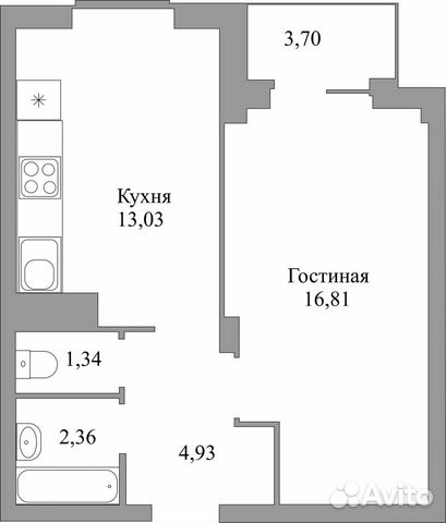 1-к квартира, 40.3 м², 4/10 эт.