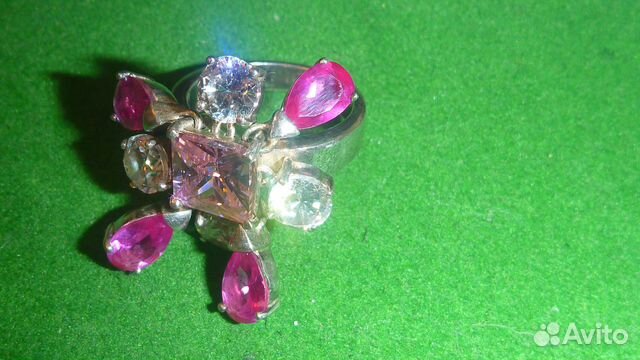 Кольцо серебро с цирконами