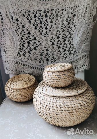 Набор плетеных шкатулок корзинок Фрюкен икея