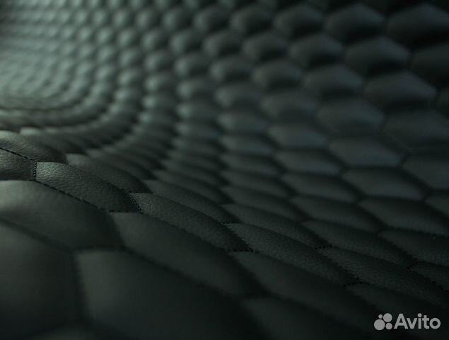 Стеганая экокожа черная с черным соты