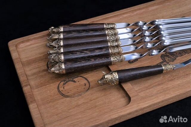 Набор шампуров Звери венге + вилка