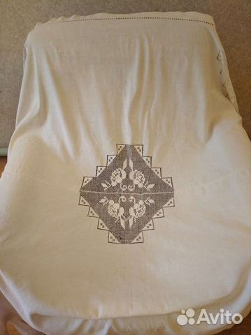 Антикварная скатерть ручной работы из тонкого льна