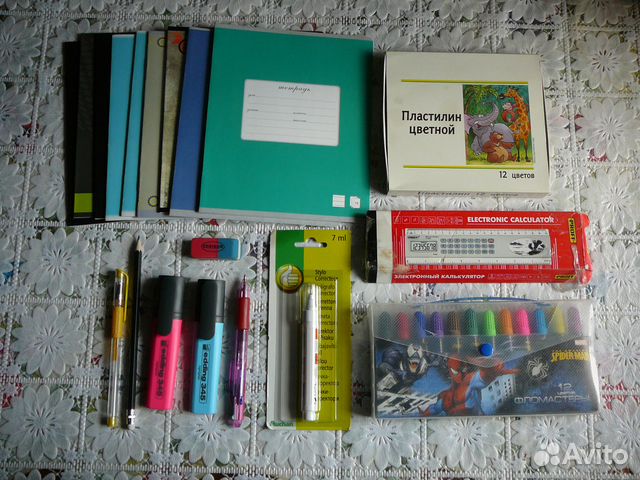 Пакет12. Тетради, фломастеры, линейка с калькулят
