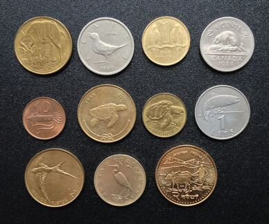 Монеты (животные, птицы, рыбы. 2 набора)