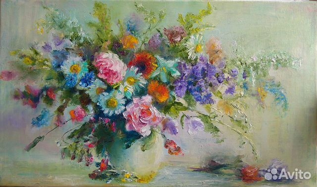 Картина маслом. Букет цветов