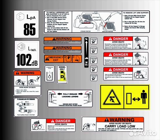 Набор наклеек на погрузчик Bobcat (23 наклейки)
