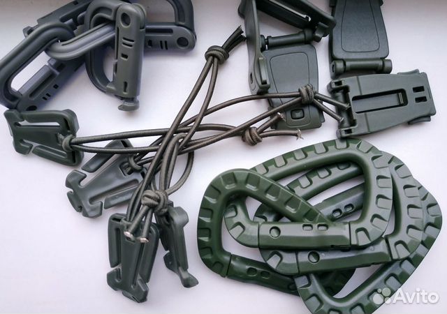Карабины клипсы molle для жилетов рюкзаков зеленые