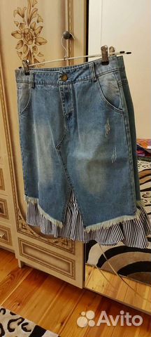 Комбинированная джинсовая юбка фирма Amaia