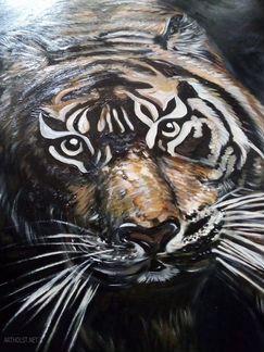 Картина. Тигр. Львы. Кошки