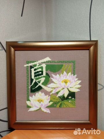 Картина вышивка крестом - Лотосы 