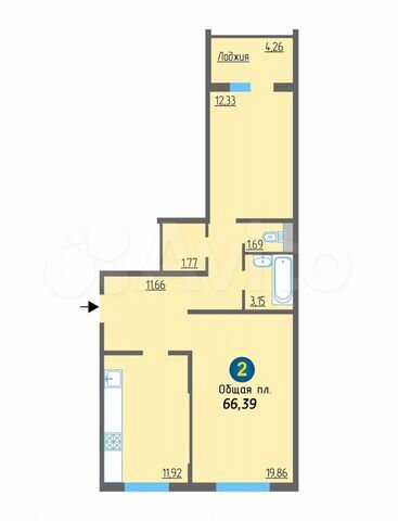 2-к. квартира, 66,4 м², 5/10 эт.