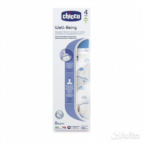 Бутылочка Chicco, новая, 4 мес+, 330 мл
