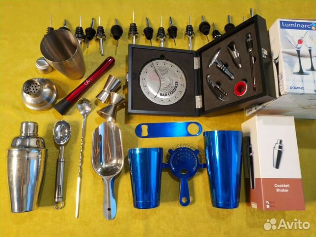 Барный набор шейкер джиггер мадлер ложки