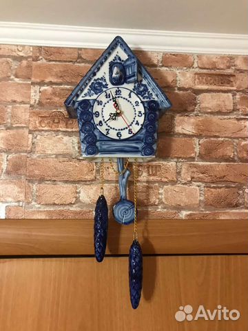 Гжель фарфор часы настенные 