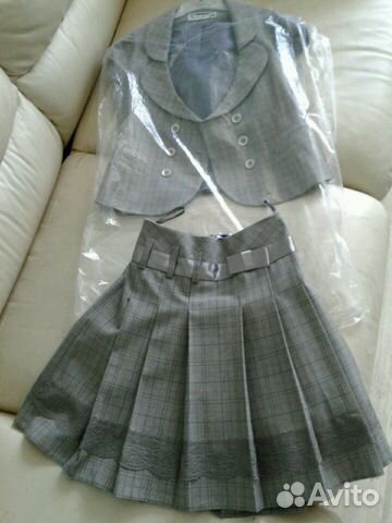 Школьная форма для девочки новая серого цвета 128